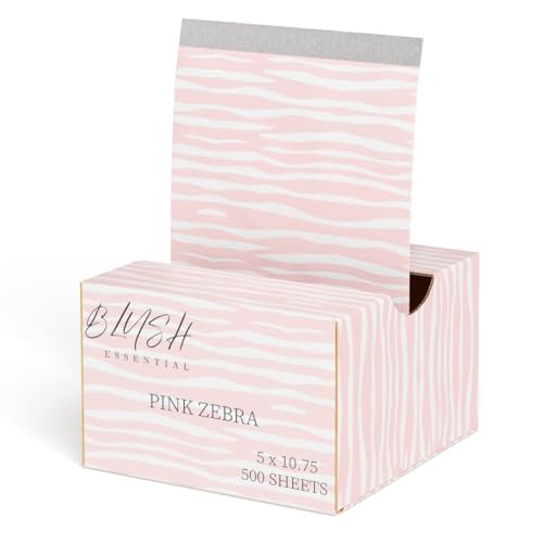 Blush Essential Pink Zebra Hair Salon Aluminum Foils - 500 Sheets, 5in x 10.75in - Tin Foil for Highlighting, Balayage, and Hair Color, Cute Hair