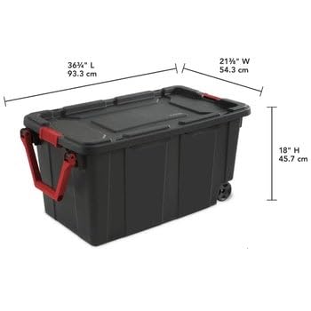 40 Gallon Wheeled Industrial Tote Plastic Storage Bin Black Set of 2