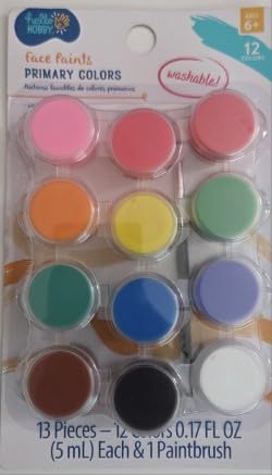 face and body 12 primary colors washable paint