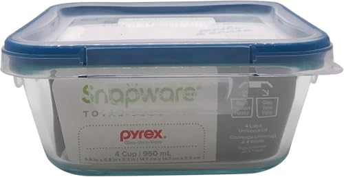 Snapware 4-Cup Total Solution Square Food Storage Container, Glass, Clear (1109304)