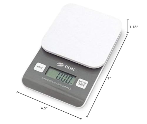 CDN SD0202 Digital Precision Scale 2 lb./1000 g, 1.15" Height, 4.5" Width, 7" Length