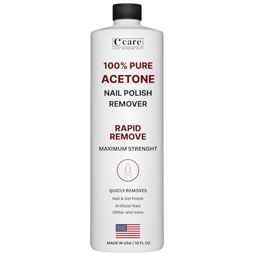 C CARE 100% Pure Acetone Nail Polish Remover | Professional Quality | Rapidly Removes Natural, Gel, Acrylic, and Glitter Nails | 16 Fl oz Beauty and Personal Care C CARE Default Title