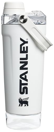 Stanley Activate Shaker Bottle 20 oz | Leakproof Insulated Stainless Steel Shaker Cup | Base Storage and Twist On Fast Flow Lid | Protein Shakes…