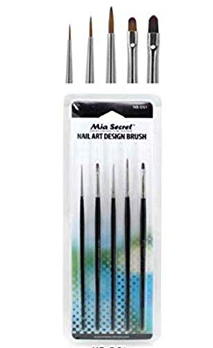 Mia Secret Professional Nail System 5 Pcs Nail Art Design Brush Set Beauty & Personal Care Mia Secret