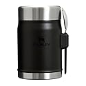 STANLEY Classic Food Jar and Spork 14 oz Vacuum Insulated Food Container Wide Mouth Screw On Lid Packable for Travel Stainless Steel with Leakproof…