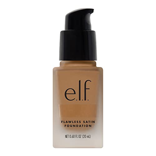 e.l.f. Flawless Satin Foundation, Lightweight & Medium Coverage, Semi-Matte Finish, Vegan & Cruelty-Free, Linen, 0.68 Fl Oz (20mL)