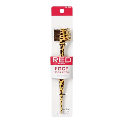 Red by Kiss Professional Edge Brush with Comb and Rattail, 100% Boar Bristles
