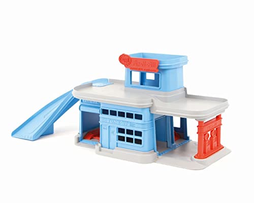 Green Toys Parking Garage Playset – 5-Piece Pretend Play Toy for Kids, Motor Skills & Role Play, BPA-Free, Dishwasher Safe, Made in USA