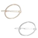 LASSUM 2 Pcs Minimalist Dainty Hollow Geometric Round Circle Metal Hairpin Hair Clip for Women and Girls on any Occasion (Gold & Silver)