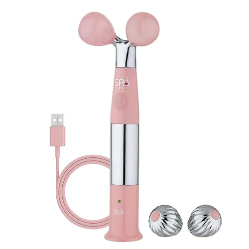 Spa Sciences ISLA Ice + Heat Contouring Roller (Face, Neck, and Décolletage) - Including Steel + Bonus Genuine Rose Quartz Globes