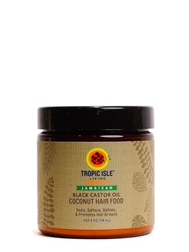 Jamaican Black Castor Oil Coconut Hair Food 4 oz | Seals, Softens, Defines & Promotes Hair Growth | Traditional Handmade Jamaican Black Castor Oil