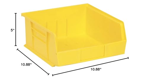 QUANTUM STORAGE SYSTEMS QUS235YL Ultra Stack & Hang Heavy Duty Part Organizer Yellow Bins 11" L x 11" W x 5" H 6 Pack