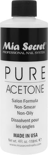Mia Secret Nail Polish Remover, 100% Pure Acetone, 4 Fl. Oz. Safe and Gentle Cuticle Remover Liquid, Quick and Effective Formula, For Natural Beauty & Personal Care Mia Secret