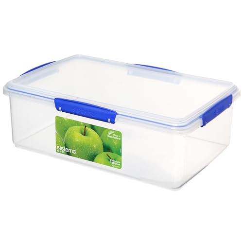 Sistema KLIP IT Food Storage Container, 7 L, Airtight & Stackable, BPA-Free, Clear with Blue Clips