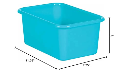Teacher Created Resources Teal Small Plastic Storage Bin, Pack of 6