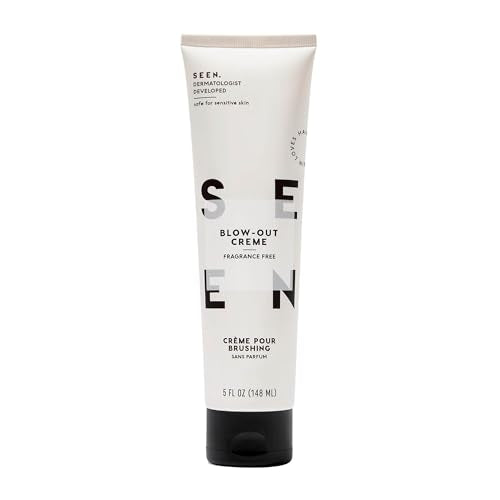 SEEN Blow-Out Creme, Fragrance Free - Non-Comedogenic & Blow Out Hair Cream- Reduces Frizz- Heat Protectant- Safe for Sensitive, Eczema & Acne Prone