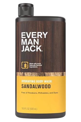 Every Man Jack Body Wash and Shower Gel 16.9 Ounce Sandalwood (499ml) (3 Pack)