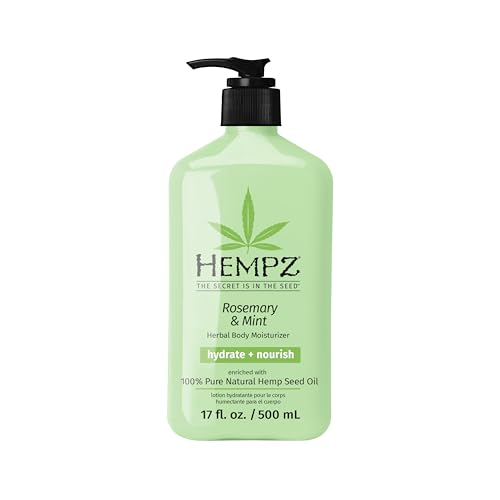 HEMPZ Body Moisturizer, Rosemary & Mint 17 Oz - Hydrating Lotion Rich with Minerals, Vitamin C, & Hempseed Oil to Nourish & Repair Extremely Dry or