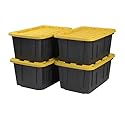 CX Black & Yellow, 27-Gallon Heavy Duty Tough Storage Container & Snap-Tight Lid, (14.3"H x 20.6"W x 30.6"D), Weather-Resistant Design and Stackable…
