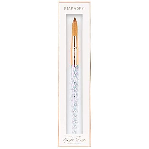 Kiara Sky Kolinsky Acrylic Nail Brush #18 - Pure Kolinsky Sable Hair, Iridescent Crystal Handle, Acetone Resistant, for Acrylic Application Beauty & Personal Care KIARA SKY
