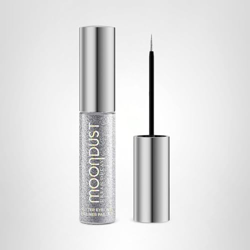 URBAN DECAY Moondust Liquid Glitter Eyeliner (Glamrock - Silver Glitter), Sparkly Eye Liner, Glitter Eyeshadow Topper, Universal Shimmering Shades, No