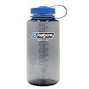 Nalgene Sustain Tritan BPA-Free Water Bottle Made with Material Derived from 50% Plastic Waste, 32 OZ, Wide Mouth,Smoke Grey