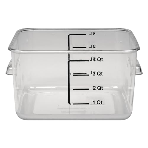 Rubbermaid Commercial Products, Space Saving Square Food Storage Container, 4 Quart, Clear, for Kitchen/Sous Vide/Meal Prep
