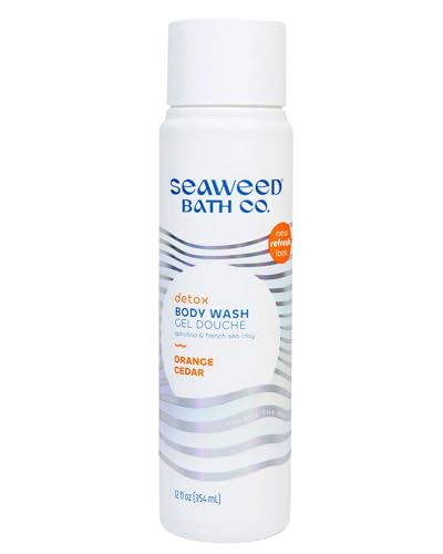 Seaweed Bath Co. Detox Body Wash, Orange Cedar Scent, 12 Ounce, Shower Gel for Men & Women, Vegan, Paraben Free, Sulfate Free, Cruelty Free