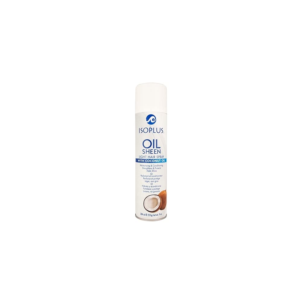 Isoplus Oil Sheen Light Hair Spray with Coconut Oil 9 Oz,Pack of 3
