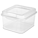 Sterilite FlipTop, Stackable Small Storage Bin with Hinging Lid, Plastic Container to Organize Desk at Home, Classroom, Office, Clear, 1-Pack