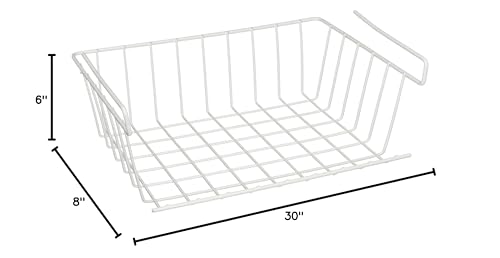 YBM HOME Under Shelf Storage Basket, 12-inch, White #1184