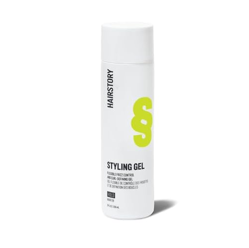 Hairstory Styling Gel - Curl Defining Gel for Wavy Curly Coily Hair, Flexible Frizz Control, Heat Protection up to 450F, Non Crunchy, 8 Fl Oz