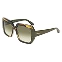 Ferragamo SF2081S 322 Striped Khaki/Green 56/17/145 Women's Sunglasses