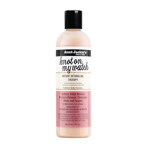 Aunt Jackie's Curls and Coils Knot On My Watch Instant Hair Detangling Therapy for Natural Curls, Coils and Waves, Enriched with Shea Butter, 12 oz