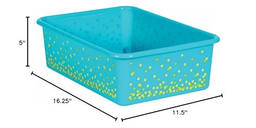 Teach Create Resources Teal Confetti Large Plastic Storage Bin