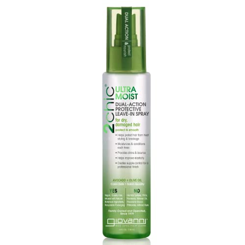 GIOVANNI 2chic Ultra-Moist Dual Action Protective Leave-In Spray - Protects from Heat Styling Breakage, Avocado & Olive Oil, Aloe Vera, Shea Butter