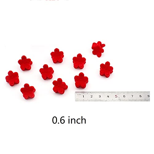 30pcs Red Velvet Mini Hair Claw Clips Flower Heart Bow Hair Bangs Pin Small Hair Clips Clamps Non Slip Tiny Plastic Jaw Clips For Girls and Women