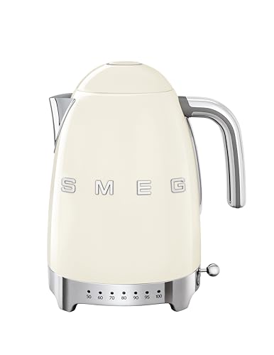 Smeg 50's Retro 7 Cup Stainless Steel Variable Temperature Electric Kettle with 7 Temperature Settings, Led Display, Swivel Base and Keep Warm…