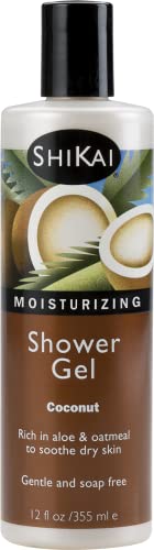 ShiKai - Daily Moisturizing Shower Gel (Coconut, 12 oz) | Gentle Soap-free Formula | With Aloe Vera & Oatmeal for Soft, Healthy Skin | Dry Skin Relief