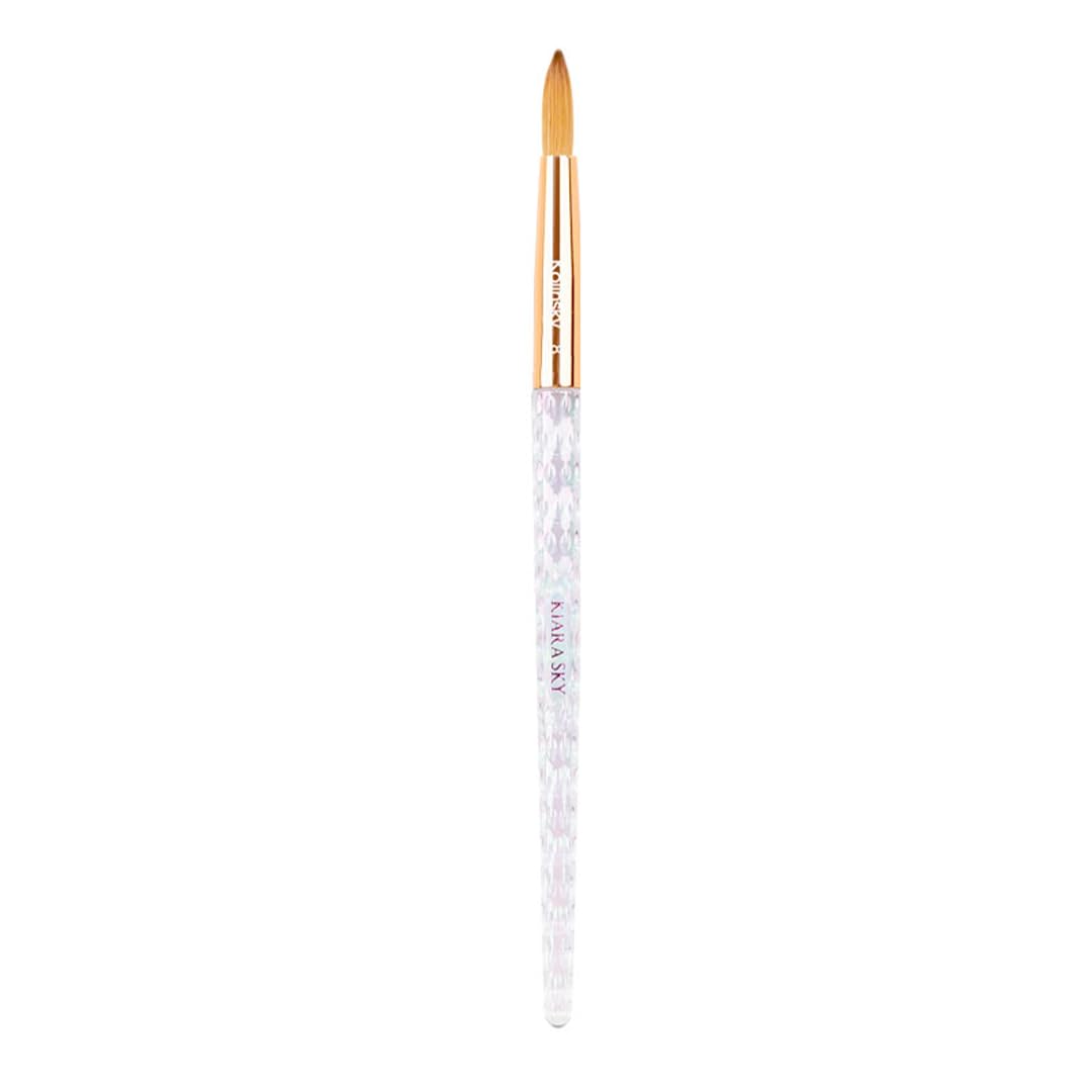 Kiara Sky Acrylic Brush #8 - Clear | 100% Pure Kolinsky | Crystal Cut Handle and Acetone Resistant