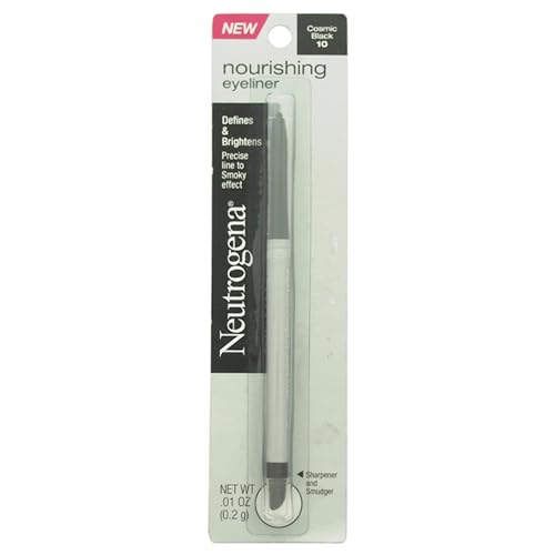 Neutrogena Nourishing Eyeliner Pencil, Built-in Sharpener for Precise Application and Smudger for Soft Smokey Look, Luminous, Nonfading