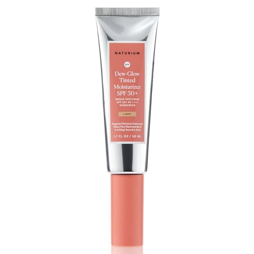 Naturium Dew-Glow Tinted Moisturizer SPF 50+ Light, Daily Moisturizing Sunscreen & Face Primer with Tint, Skin Protector with Dewy Finish, 1.7 oz
