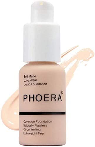 ABRUS PHOERA Full Coverage Foundation, Soft Matte, Oil Control Concealer, Foundation Makeup Flawless Cream Smooth Long Lasting 24HR Waterproof