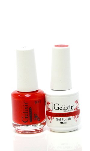 Gelixir matching color gel & nail lacquer Coral Red - 062 Beauty & Personal Care Gelixir