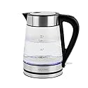 Kalorik Electric Kettle Featuring Glass Body 1750 Watts and Rapid Boil Cordless Serving with Auto Shut Off & Boil Dry Shut Off Protection, 1.7-Liter…