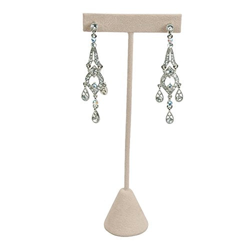 N’icePackaging 6-Pack 6.75" Tall - Beige Faux-Suede Free-Standing Earring T-Stand Display - T-Shape For Business Home Sales Showroom and Tradeshow…