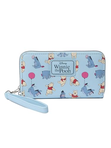 Disney Wallet Wristlet Zip Clutch Faux Leather (Eeyore Pooh Light Blue)