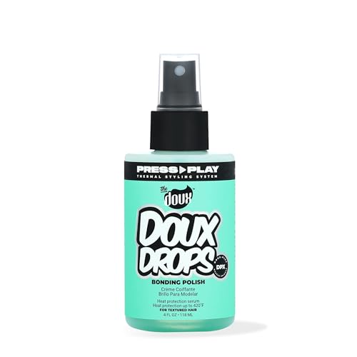 The Doux DOUX DROPS Bonding Polish Spray - Anti-Humidity Hair Smoother & Heat Protectant for Curly Hair - Silkening Bonding Oil with Vitamin E, Baobab