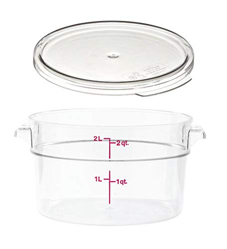 Cambro RFSCW2135 Camwear 2-Quart Clear Round Food Storage Container with Cambro RFSCWC2135 Clear Round Lid