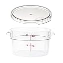 Cambro RFSCW2135 Camwear 2-Quart Clear Round Food Storage Container with Cambro RFSCWC2135 Clear Round Lid